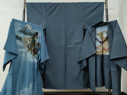 平和屋着物●男性　本場大島紬　アンサンブル・長襦袢セット　80亀甲　総詰め　正絹　逸品　未使用　CABE2746yc