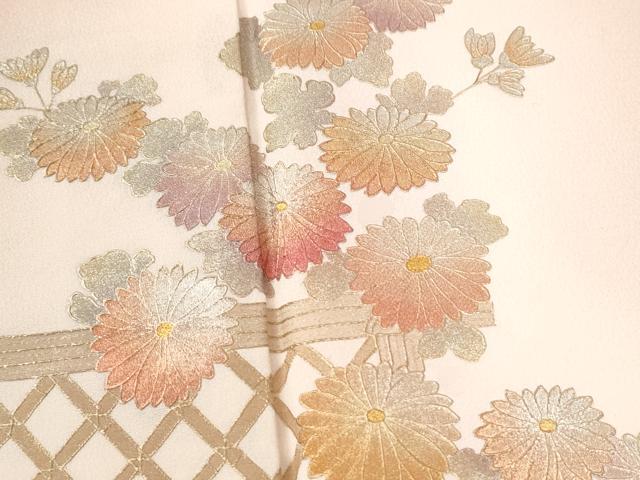 平和屋着物●金彩友禅　卓越技能者・名工・和田光正　籬菊花文　暈し染め　金彩　正絹　逸品　CABE2751yc