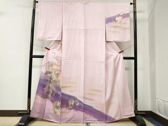 平和屋着物●金彩友禅　卓越技能者・名工・和田光正　訪問着　葡萄蔦の葉文　暈し染め　金彩　正絹　逸品　CABE2752yc