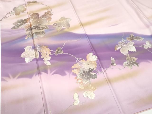 平和屋着物●金彩友禅　卓越技能者・名工・和田光正　訪問着　葡萄蔦の葉文　暈し染め　金彩　正絹　逸品　CABE2752yc