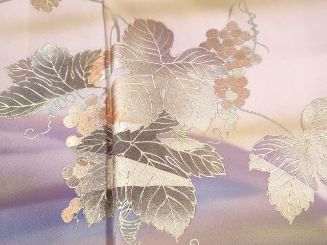平和屋着物●金彩友禅　卓越技能者・名工・和田光正　訪問着　葡萄蔦の葉文　暈し染め　金彩　正絹　逸品　CABE2752yc