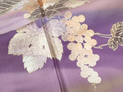 平和屋着物●金彩友禅　卓越技能者・名工・和田光正　訪問着　葡萄蔦の葉文　暈し染め　金彩　正絹　逸品　CABE2752yc