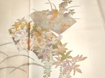 平和屋着物●金彩友禅　卓越技能者・名工・和田光正　訪問着　芝草地紙草花文　暈し染め　金銀彩　正絹　逸品　CABE2753yc