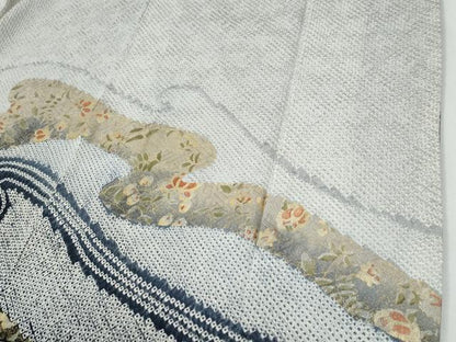 平和屋着物●訪問着　総絞り　駒刺繍　流水更紗草花文　暈し染め　金彩　正絹　逸品　未使用　CABE2761yc