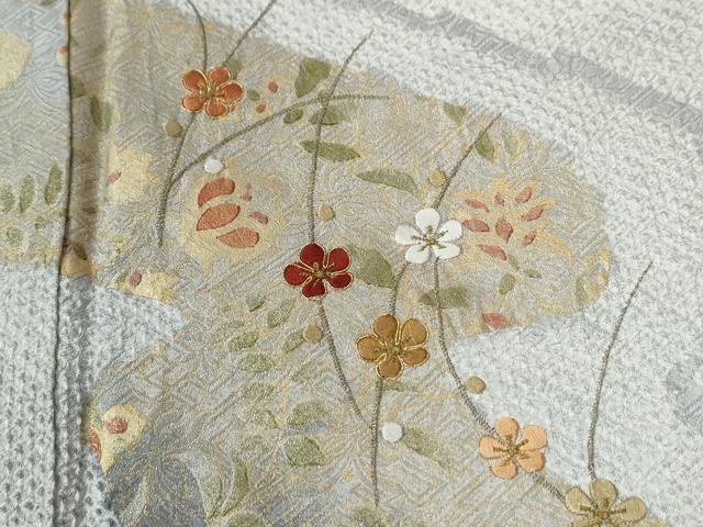 平和屋着物●訪問着　総絞り　駒刺繍　流水更紗草花文　暈し染め　金彩　正絹　逸品　未使用　CABE2761yc