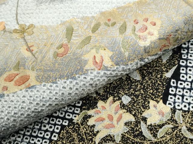平和屋着物●訪問着　総絞り　駒刺繍　流水更紗草花文　暈し染め　金彩　正絹　逸品　未使用　CABE2761yc
