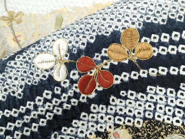 平和屋着物●訪問着　総絞り　駒刺繍　流水更紗草花文　暈し染め　金彩　正絹　逸品　未使用　CABE2761yc