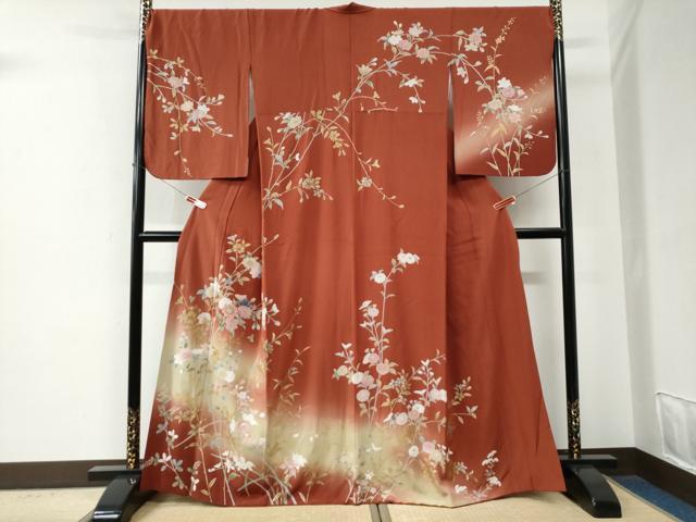 平和屋着物●訪問着　枝花文　暈し染め　金彩　正絹　逸品　CABE2762yc