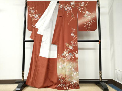 平和屋着物●訪問着　枝花文　暈し染め　金彩　正絹　逸品　CABE2762yc