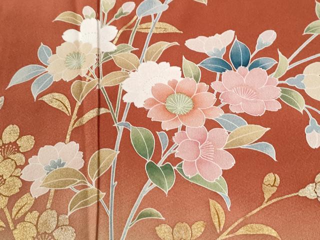 平和屋着物●訪問着　枝花文　暈し染め　金彩　正絹　逸品　CABE2762yc