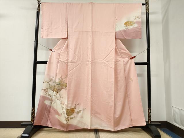 平和屋着物●金彩友禅　卓越技能者・名工・和田光正　訪問着　地紙竜田川枝花文　暈し染め　金彩　正絹　逸品　CABE2763yc