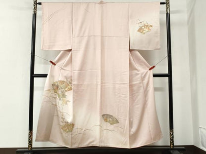 平和屋着物●金彩友禅　卓越技能者・名工・和田光正　訪問着　地紙芝草花文　暈し染め　金銀彩　正絹　逸品　CABE2765yc
