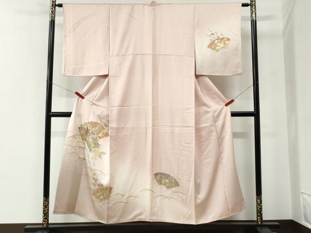 平和屋着物●金彩友禅　卓越技能者・名工・和田光正　訪問着　地紙芝草花文　暈し染め　金銀彩　正絹　逸品　CABE2765yc