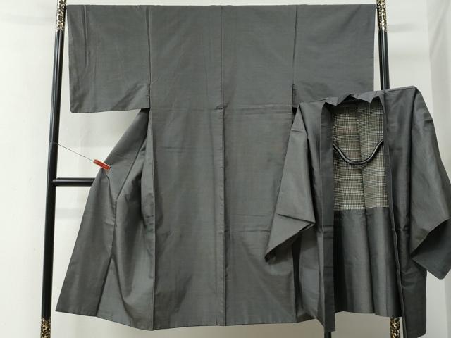 平和屋着物●男性　本場大島紬　アンサンブル　格子　正絹　逸品　CABE2768yc