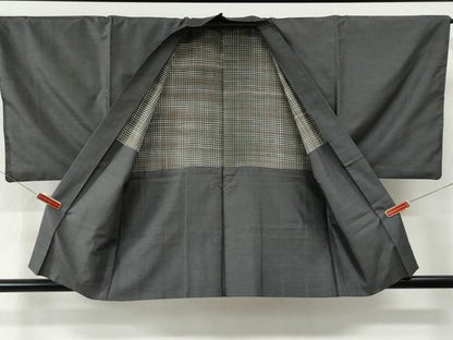 平和屋着物●男性　本場大島紬　アンサンブル　格子　正絹　逸品　CABE2768yc