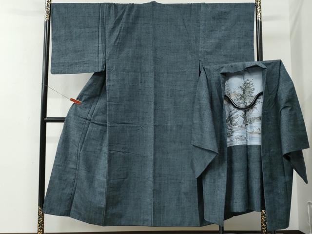 平和屋着物●男性　紬　アンサンブル　霞文　正絹　逸品　CABE2769yc