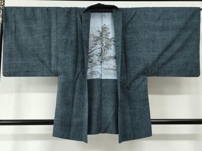 平和屋着物●男性　紬　アンサンブル　霞文　正絹　逸品　CABE2769yc