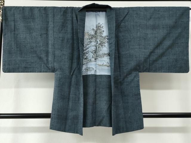 平和屋着物●男性　紬　アンサンブル　霞文　正絹　逸品　CABE2769yc