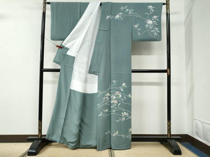 平和屋着物●訪問着　友禅　南天文　正絹　逸品　CABE2771yc