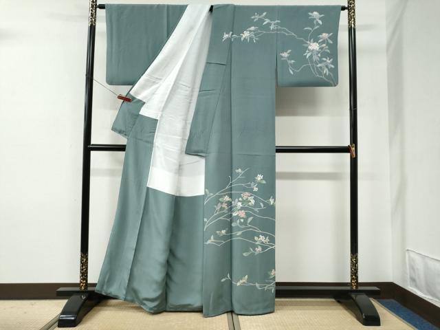 平和屋着物●訪問着　友禅　南天文　正絹　逸品　CABE2771yc