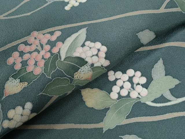 平和屋着物●訪問着　友禅　南天文　正絹　逸品　CABE2771yc