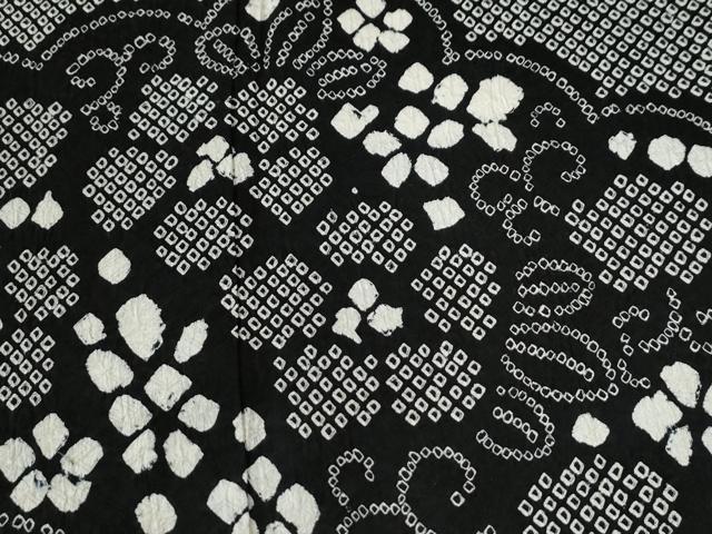 平和屋着物●訪問着　総絞り　吉祥花唐草文　黒地　正絹　逸品　CABE2772yc