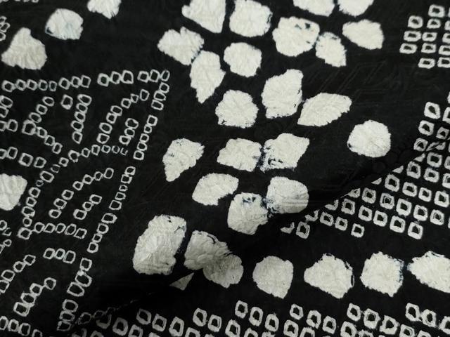 平和屋着物●訪問着　総絞り　吉祥花唐草文　黒地　正絹　逸品　CABE2772yc