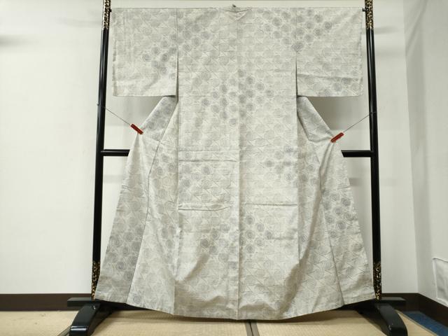 平和屋着物●結城紬　80亀甲　渦巻き　舞花文　正絹　逸品　未使用　CABE2777yc
