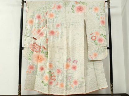 平和屋着物●豪華振袖　総絞り　草花文　正絹　逸品　CABE2779yc