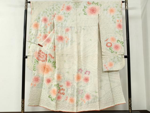 平和屋着物●豪華振袖　総絞り　草花文　正絹　逸品　CABE2779yc