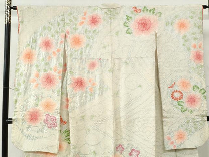 平和屋着物●豪華振袖　総絞り　草花文　正絹　逸品　CABE2779yc