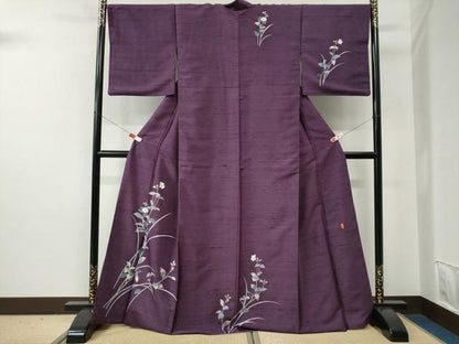 平和屋着物●訪問着　白山紬　友禅　作家物　枝花文　正絹　逸品　CABE2781yc