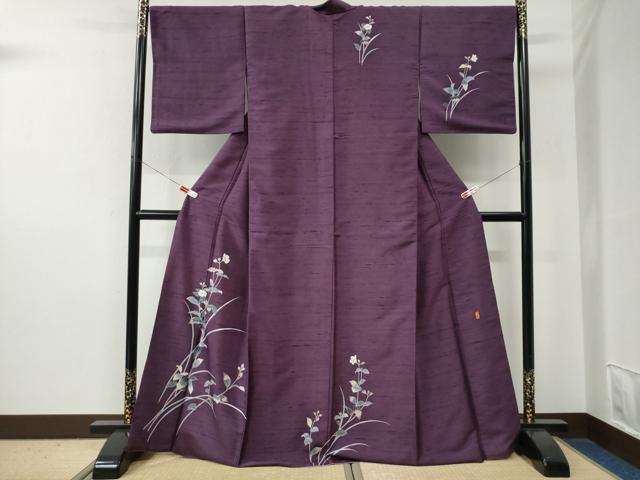 平和屋着物●訪問着　白山紬　友禅　作家物　枝花文　正絹　逸品　CABE2781yc