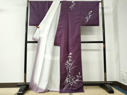 平和屋着物●訪問着　白山紬　友禅　作家物　枝花文　正絹　逸品　CABE2781yc