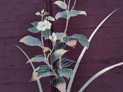 平和屋着物●訪問着　白山紬　友禅　作家物　枝花文　正絹　逸品　CABE2781yc
