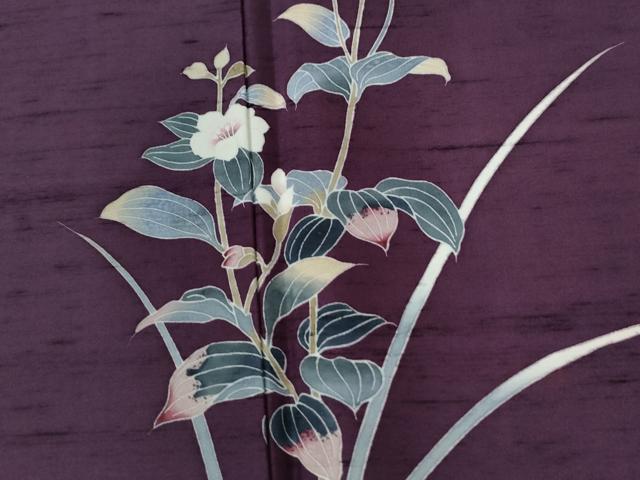 平和屋着物●訪問着　白山紬　友禅　作家物　枝花文　正絹　逸品　CABE2781yc