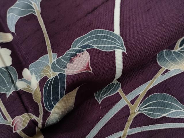 平和屋着物●訪問着　白山紬　友禅　作家物　枝花文　正絹　逸品　CABE2781yc