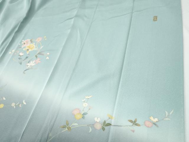 平和屋着物●訪問着　友禅　作家物　枝花文　暈し染め　正絹　逸品　CABE2782yc