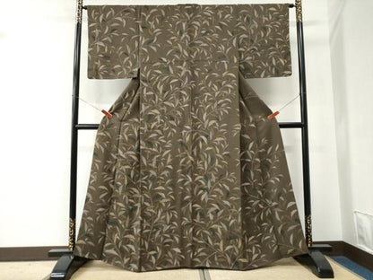 平和屋着物●上質な小紋　枝葉文　金彩　高島屋扱い　正絹　逸品　CABE2785yc