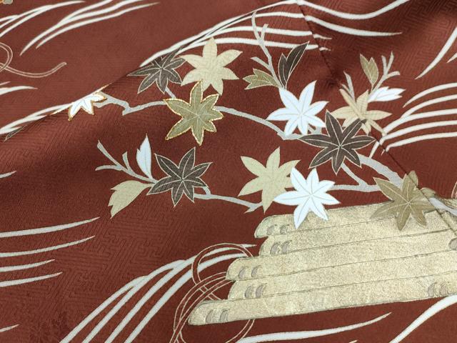 平和屋着物●訪問着　駒刺繍　花筏文　金彩　ロング丈　正絹　逸品　CABE2786yc