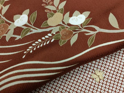 平和屋着物●訪問着　駒刺繍　花筏文　金彩　ロング丈　正絹　逸品　CABE2786yc