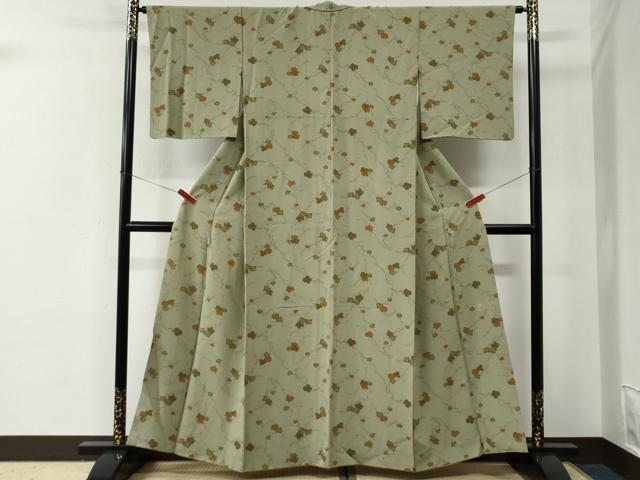 平和屋着物●上質な小紋　蔦の葉舞花文　金彩　正絹　逸品　CABE2791yc
