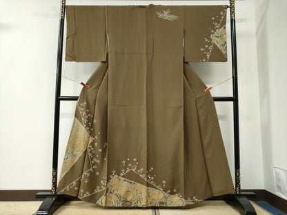 平和屋着物●訪問着　駒刺繍　舟花唐草文　金彩　正絹　逸品　CABE2793yc