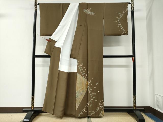 平和屋着物●訪問着　駒刺繍　舟花唐草文　金彩　正絹　逸品　CABE2793yc