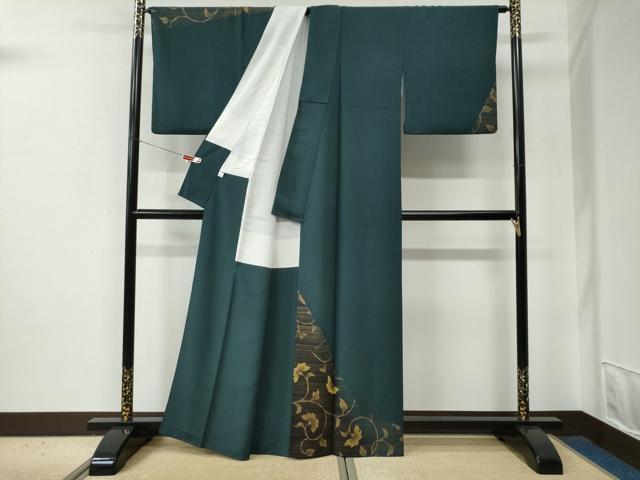 平和屋着物●中国三大刺繍　相良刺繍　訪問着　更紗花唐草文　金彩　鈴乃屋扱い　正絹　逸品　CABE2795yc
