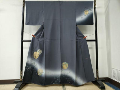 平和屋着物●訪問着　流水草花文　暈し染め　金彩　正絹　逸品　未使用　CABE2802yc
