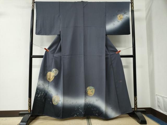 平和屋着物●訪問着　流水草花文　暈し染め　金彩　正絹　逸品　未使用　CABE2802yc