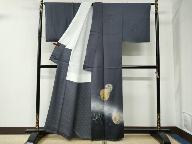 平和屋着物●訪問着　流水草花文　暈し染め　金彩　正絹　逸品　未使用　CABE2802yc