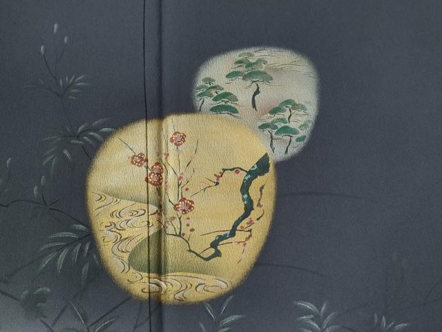 平和屋着物●訪問着　流水草花文　暈し染め　金彩　正絹　逸品　未使用　CABE2802yc