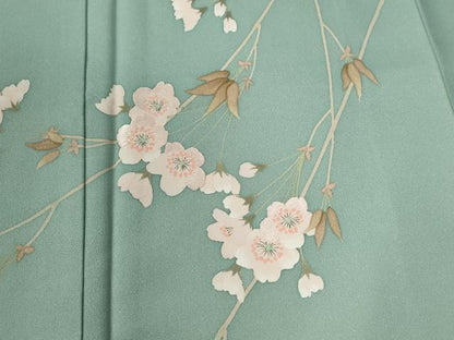 平和屋着物●訪問着　刺繍　遠山枝桜文　暈し染め　正絹　逸品　CABE2803yc
